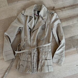 Express Tan Double-Breasted Pea Coat